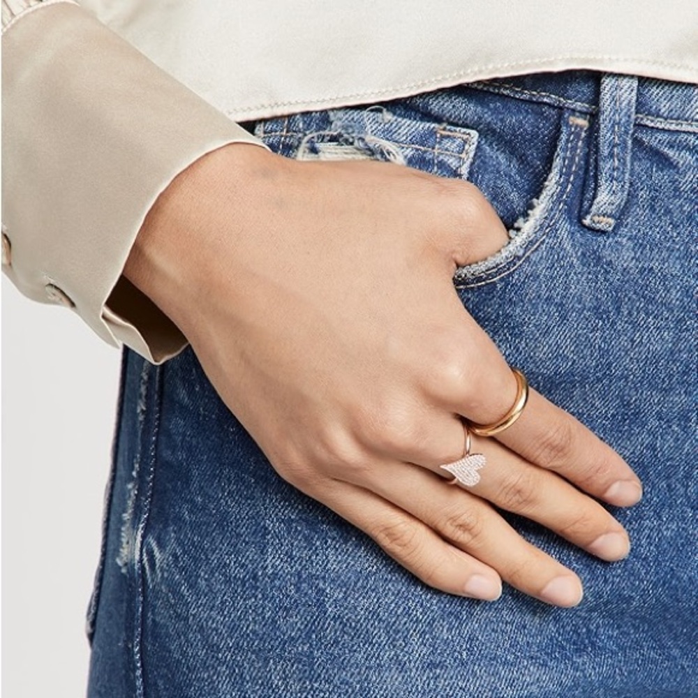 Stephanie Gottlieb Small Pave Gold Heart Ring